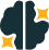 An icon of a brain from the top with stars around it to indicate activity in the brain
