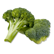 Two pieces of broccoli on a white background