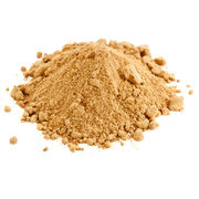 Pile of brown powder on a white background