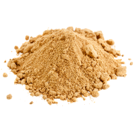 Pile of brown powder on a white background