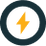 Circular logo with a lightning bolt symbol