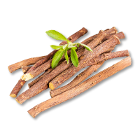 Herbal sticks with green leaves on a white background