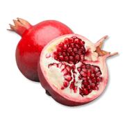 Pomegranate and half of a pomegranate on a white background
