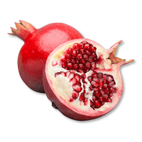 Pomegranate and half of a pomegranate on a white background