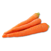 Three carrots stacked on a white background